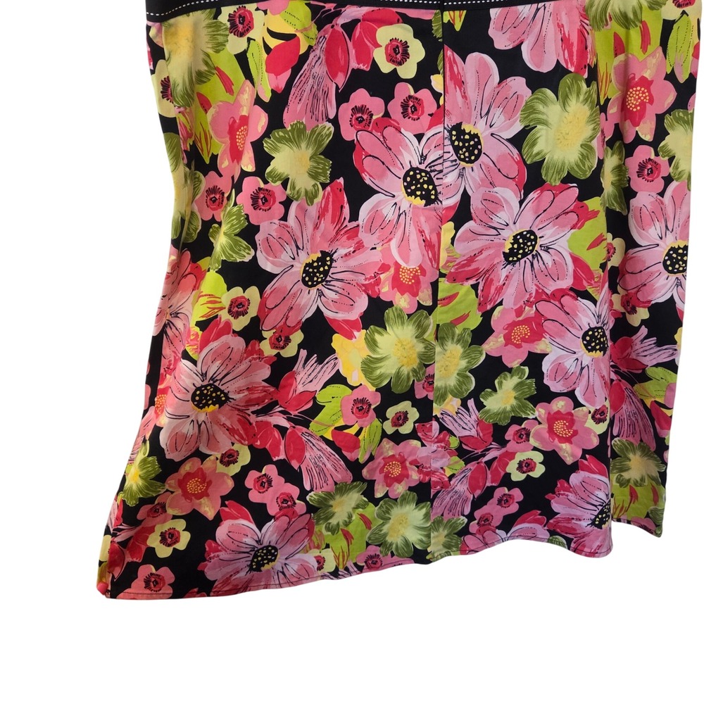Lily Floral Print Skirt XL Womens Pink Green Black Cotton Lycra Knee Length - Picture 8 of 8